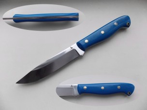 Нож охотничий Адекватный Щуренок Гусев Р.Н. сталь Х12МФ, синяя рукоять G10 ГР-АЩХ12 125 мм