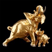 Статуэтка Слониха со Слоненком золотая Ahura 430х220х370 мм R1376G