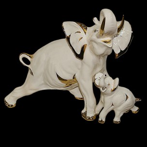 Статуэтка Слониха со Слоненком слоновая кость Ahura 430х220х370 мм R1376SG
