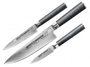 Набор из 3 кухонных ножей "Поварская тройка" Samura Damascus SD-0220