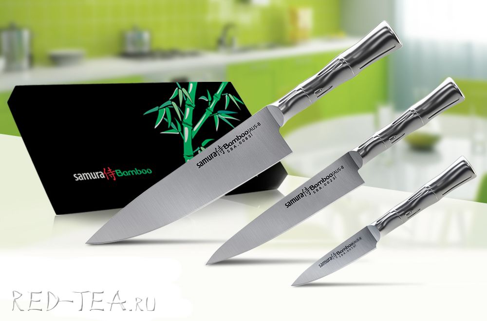 Купить ножи самура в интернет. Нож Samura Bamboo. Samura Bamboo набор. Самура бамбук набор ножей. Ножи Самура набор из 3 ножей Samura.